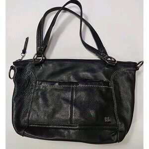 The Sak Purse Womens Black Pebbled Leather Hand Bag